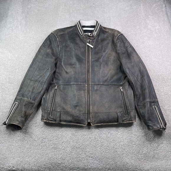 GAP Other - Vintage GAP Leather Jacket Mens Large Brown Faded Moto‎ Biker Racer Street Y2K